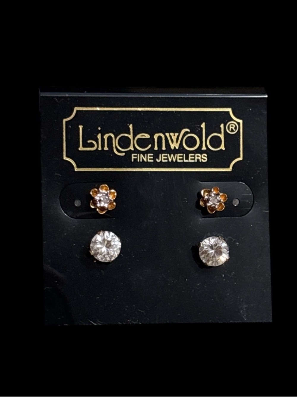 Linden Gold Floral and Clear Crystal Stud Earring Duo